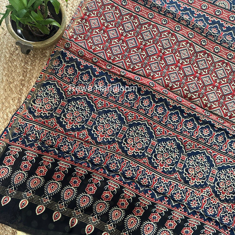 Blue Chanderi Silk Printed Saree CPS070