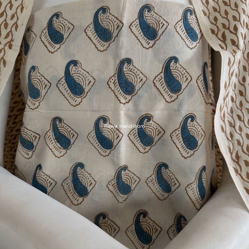 Blue-White Indigo Bagh Print Suit BCI045