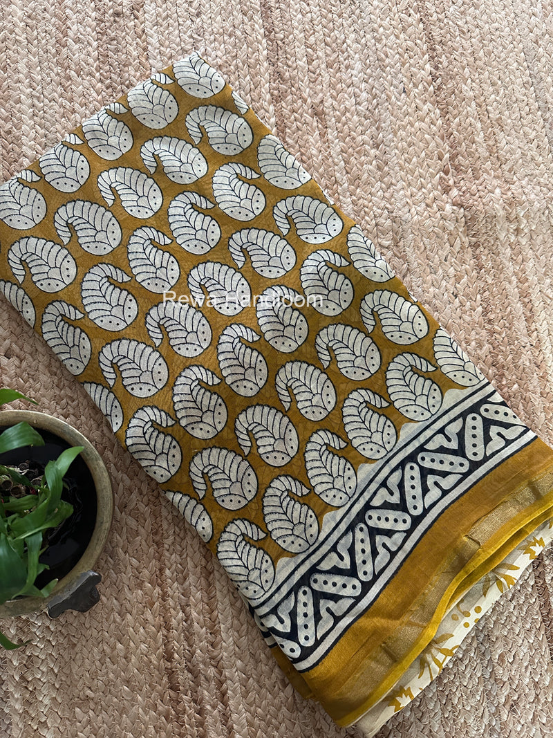 Turmeric Yellow Chanderi Silk Printed Saree CPS074