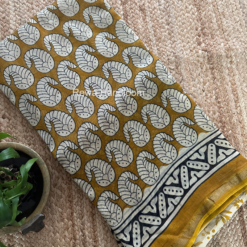 Turmeric Yellow Chanderi Silk Printed Saree CPS074