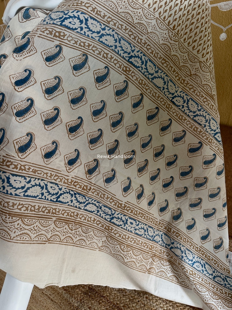 Blue-White Indigo Bagh Print Suit BCI045
