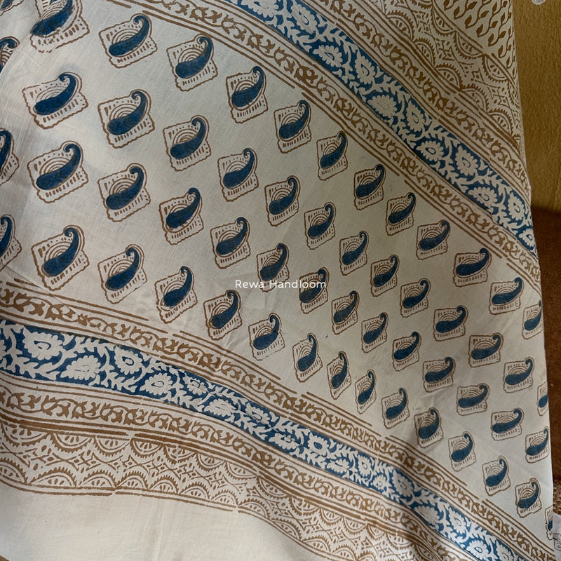 Blue-White Indigo Bagh Print Suit BCI045
