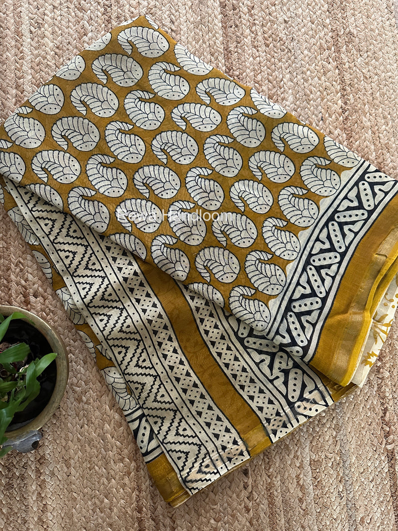 Turmeric Yellow Chanderi Silk Printed Saree CPS074