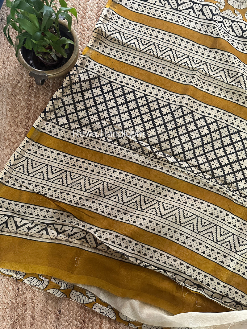 Turmeric Yellow Chanderi Silk Printed Saree CPS074