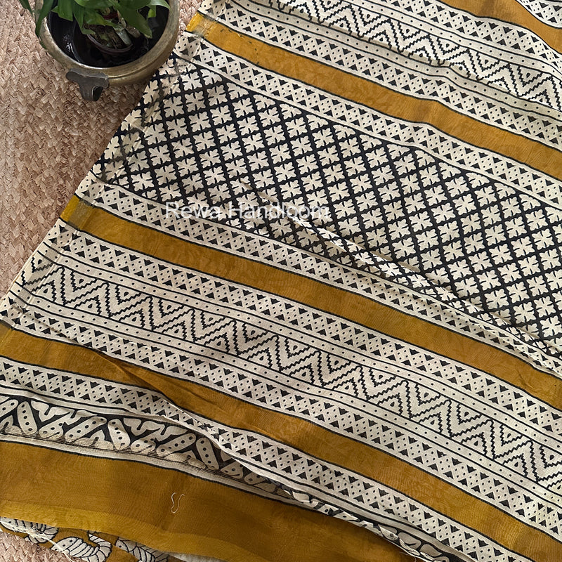 Turmeric Yellow Chanderi Silk Printed Saree CPS074