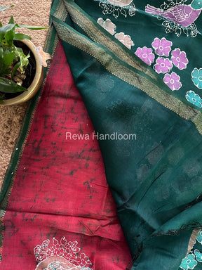 Maheshwari Maroon Batik Indonesian Print Saree IBS028