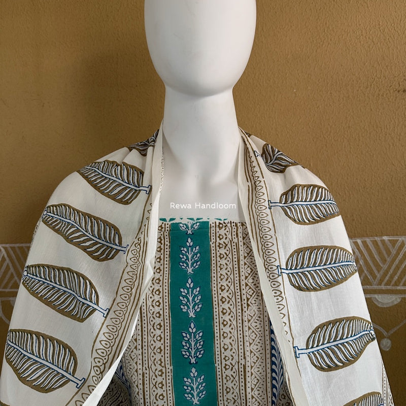 Aqua Green-Blue Indigo Bagh Print Suit BCI044