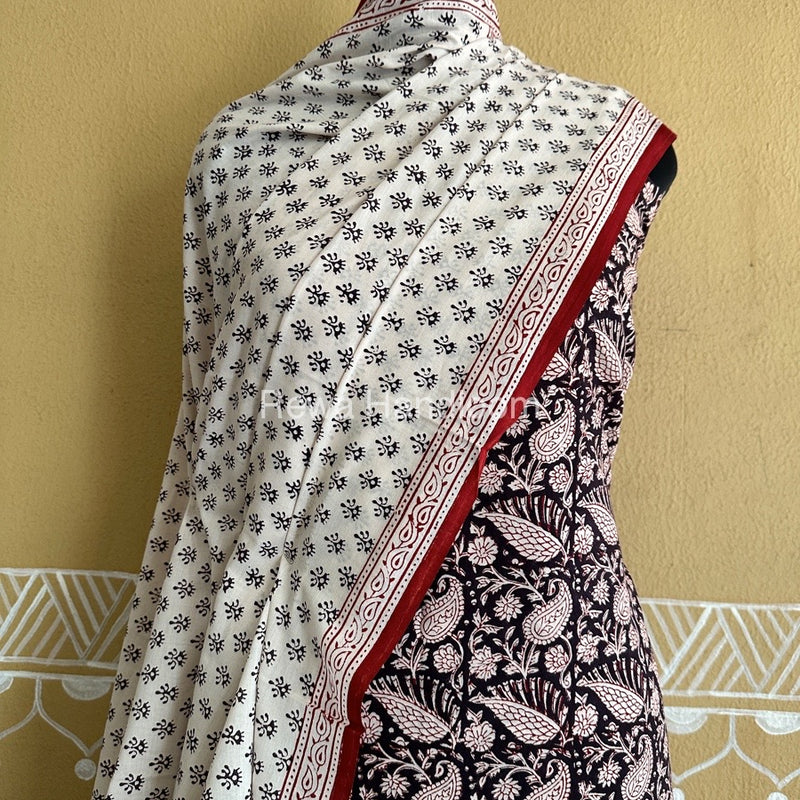 Black-White Bagh Print Cotton Suit BCSP0150