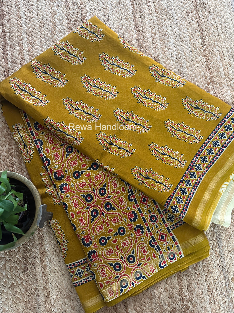 Turmeric Yellow Chanderi Silk Printed Saree CPS076
