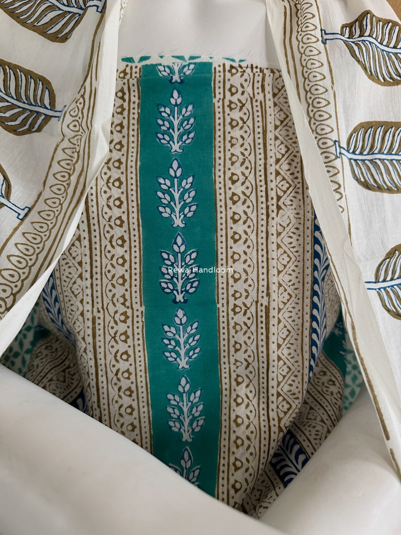 Aqua Green-Blue Indigo Bagh Print Suit BCI044