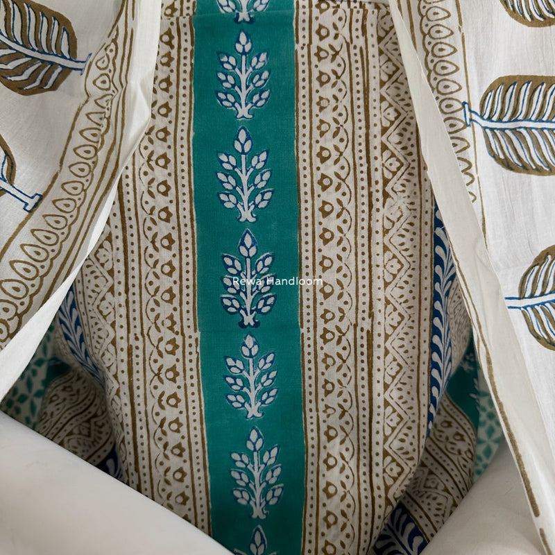 Aqua Green-Blue Indigo Bagh Print Suit BCI044