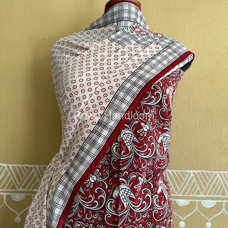 Red-White Bagh Print Cotton Suit BCSP0151