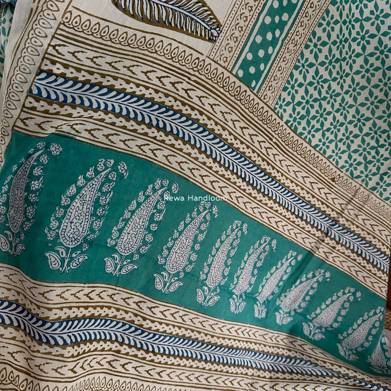 Aqua Green-Blue Indigo Bagh Print Suit BCI044