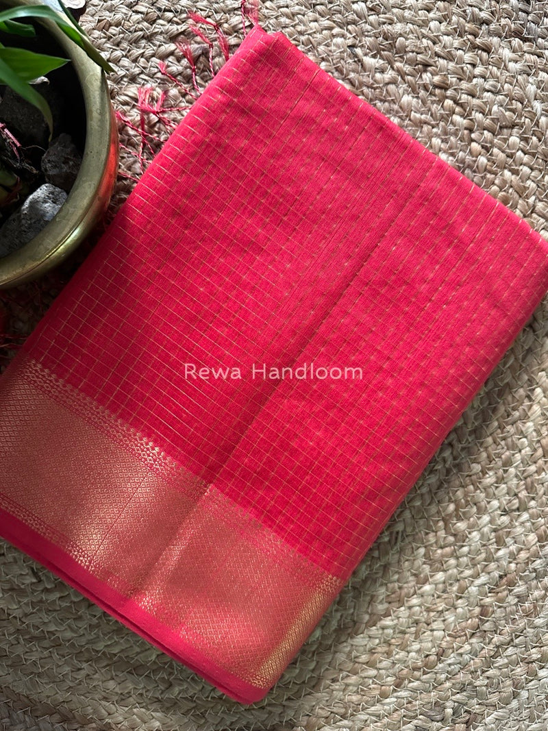 Maheshwari Fuchsia Zari Checks Saree ZCHX228