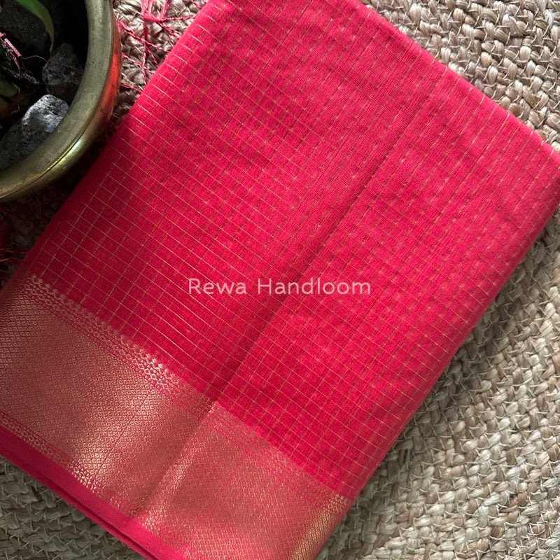 Maheshwari Fuchsia Zari Checks Saree ZCHX228
