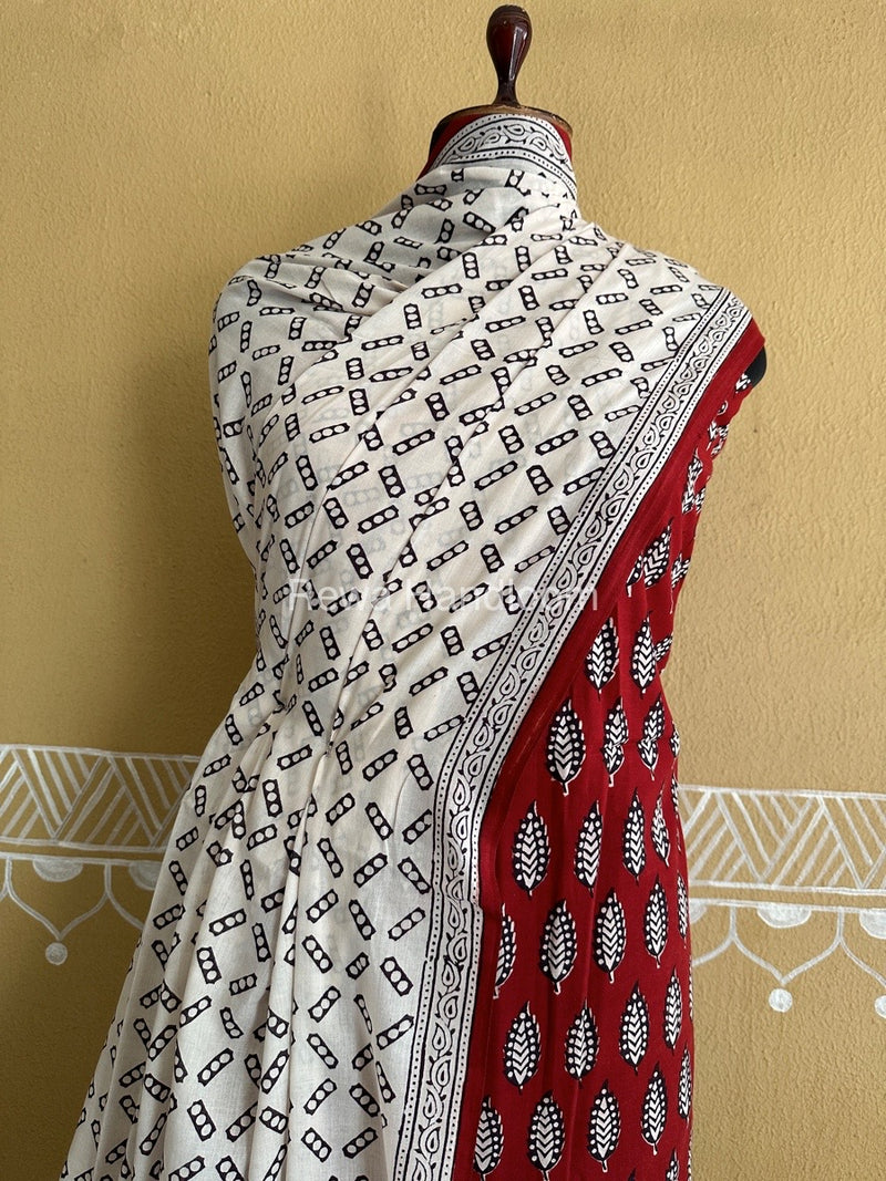 Red-White Bagh Print Cotton Suit BCSP0152