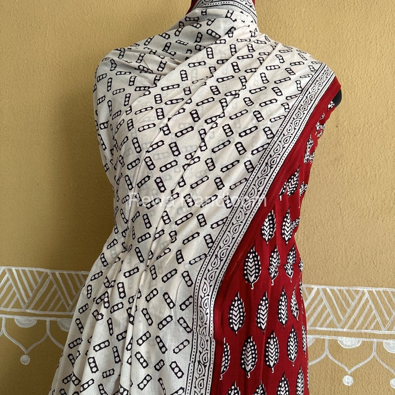 Red-White Bagh Print Cotton Suit BCSP0152