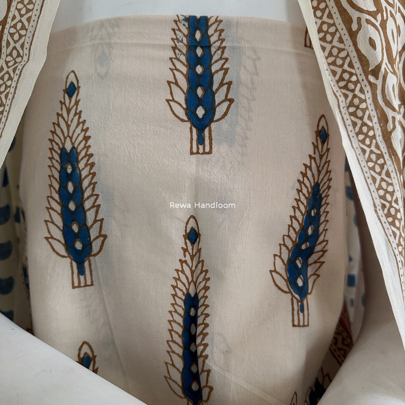 White-Brown Indigo Bagh Print Suit BCI049