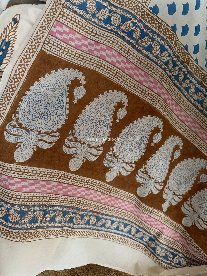 White-Brown Indigo Bagh Print Suit BCI049