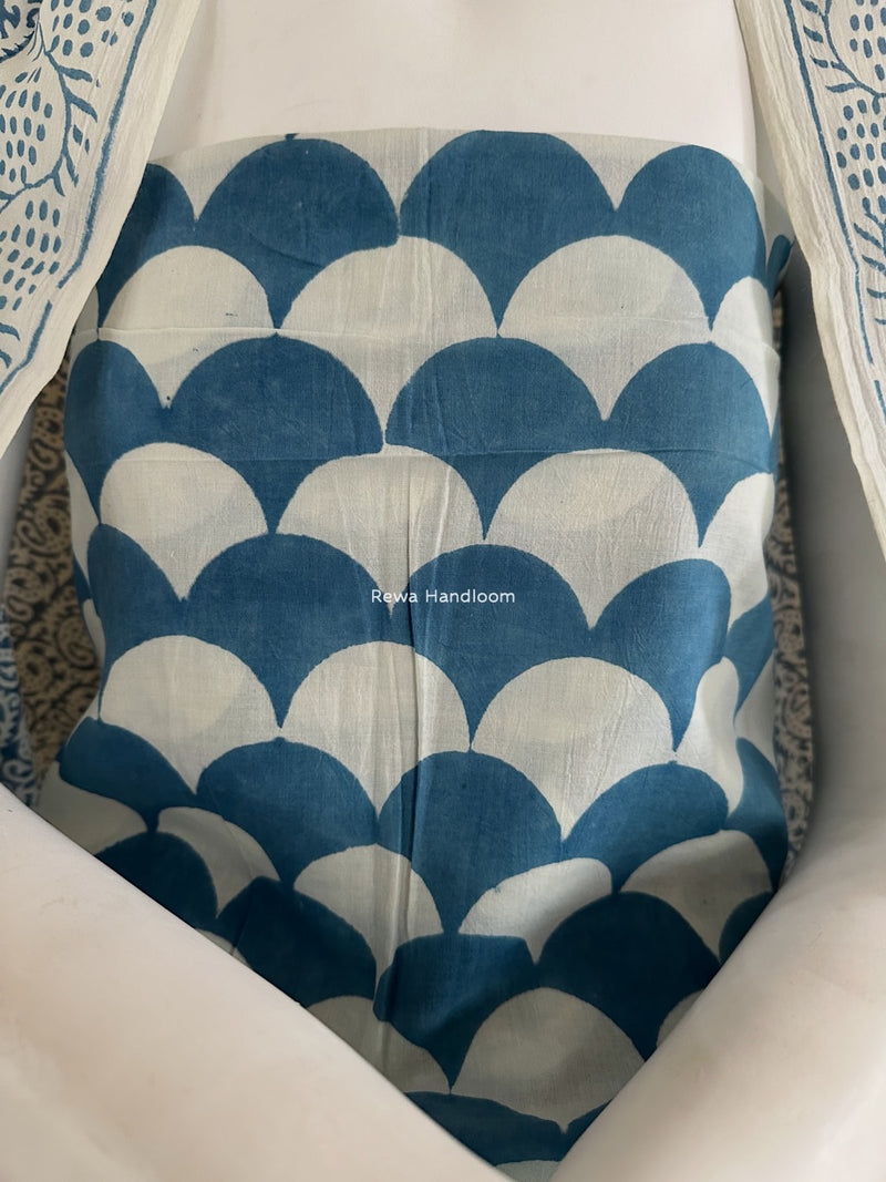 Blue-White Indigo Bagh Print Suit BCI050