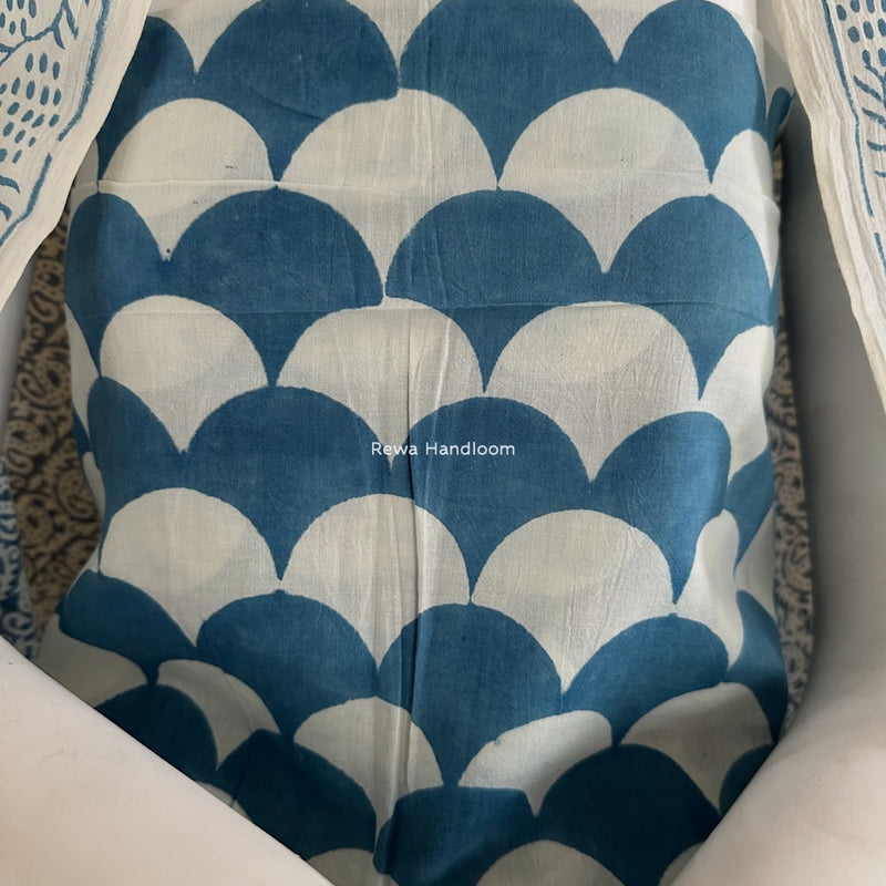 Blue-White Indigo Bagh Print Suit BCI050