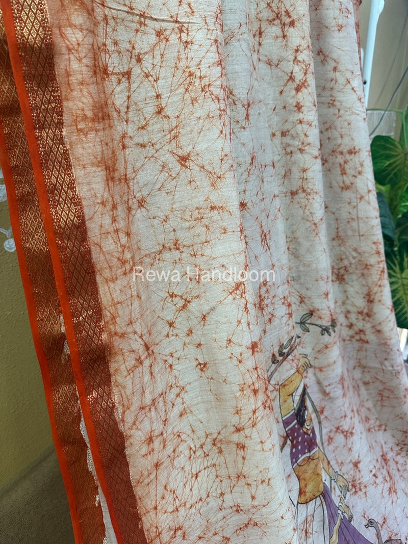 Maheshwari Handpainted Saree