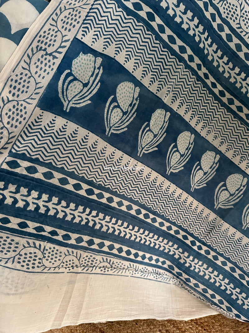Blue-White Indigo Bagh Print Suit BCI050