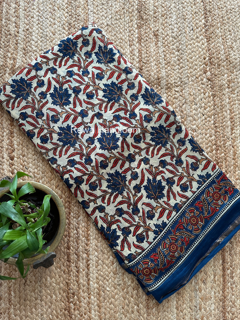 Cream Chanderi Silk Printed Saree CPS045