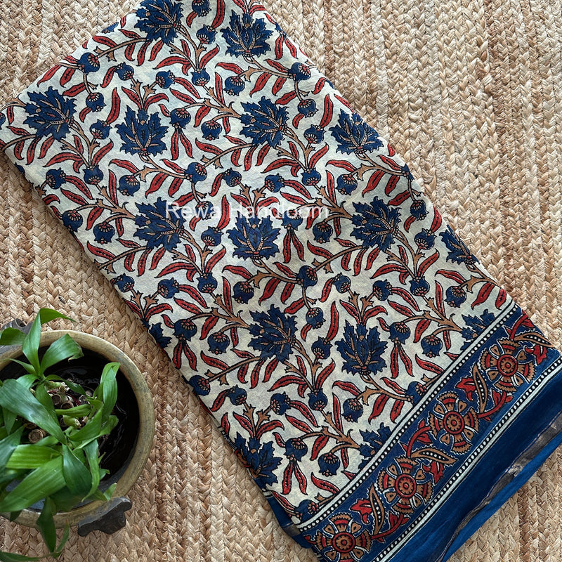 Cream Chanderi Silk Printed Saree CPS045