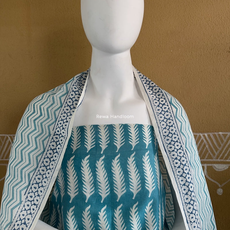 Blue-White Indigo Bagh Print Suit BCI048