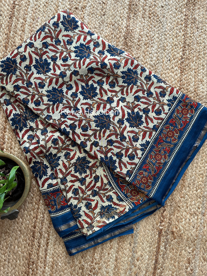 Cream Chanderi Silk Printed Saree CPS045