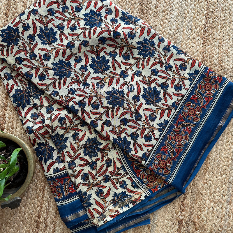Cream Chanderi Silk Printed Saree CPS045