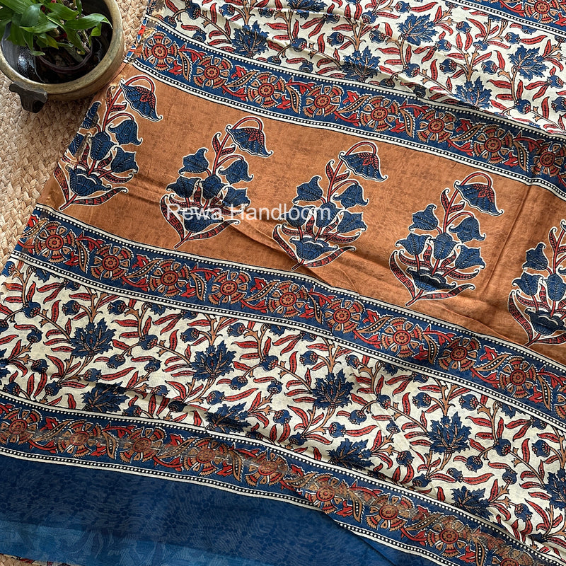 Cream Chanderi Silk Printed Saree CPS045