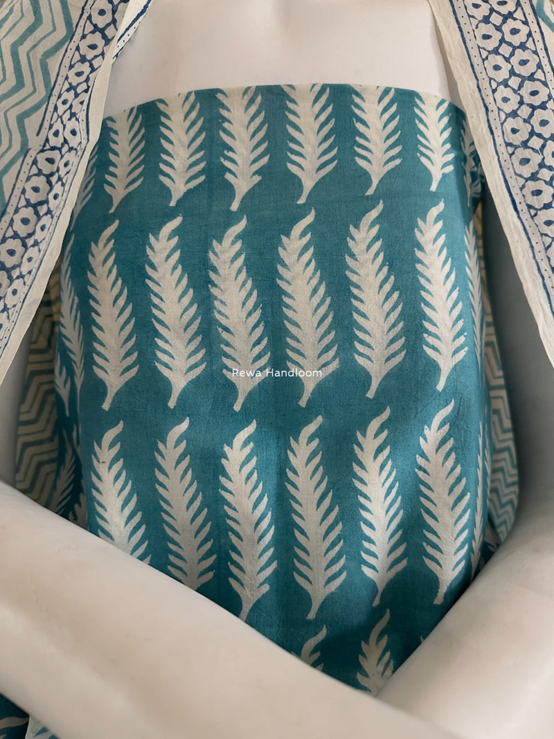 Blue-White Indigo Bagh Print Suit BCI048