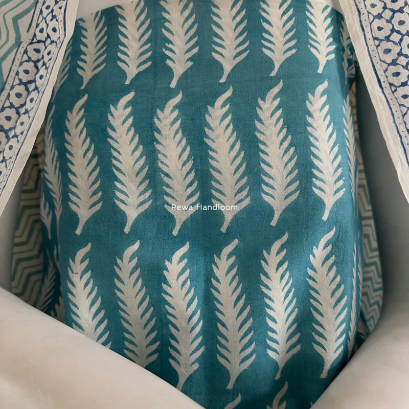 Blue-White Indigo Bagh Print Suit BCI048