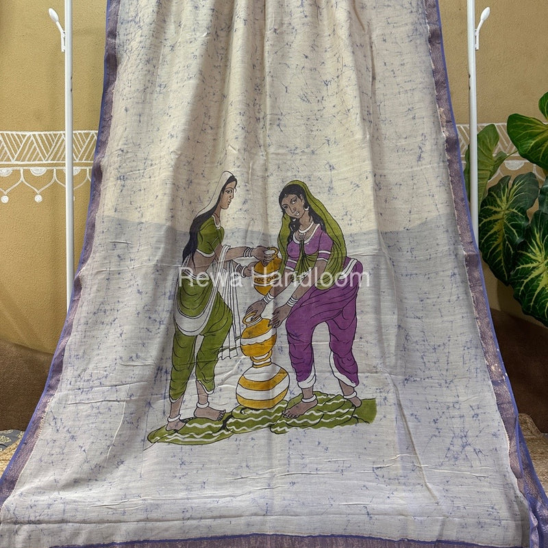 Maheshwari Batik Figure Handpainted Saree