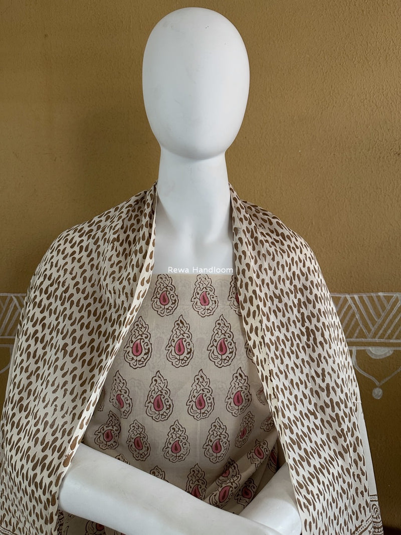 Pink-White Indigo Bagh Print Suit BCI046