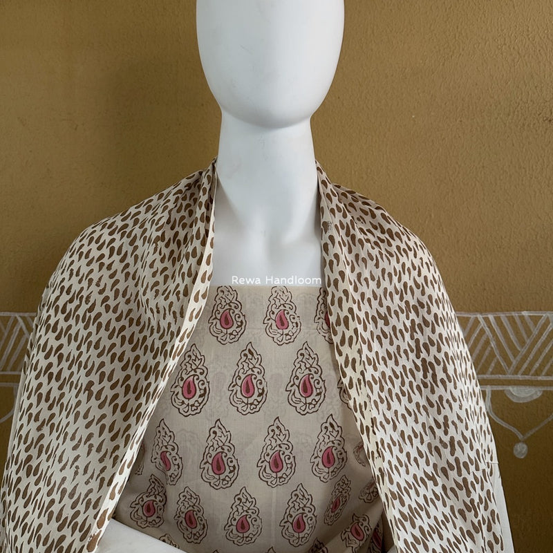 Pink-White Indigo Bagh Print Suit BCI046