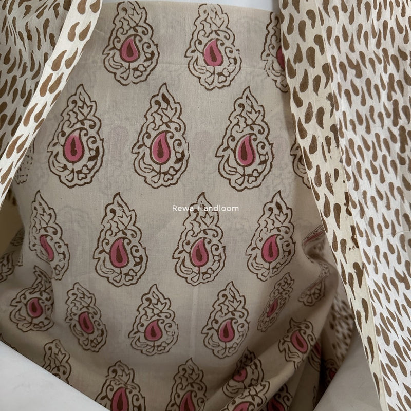 Pink-White Indigo Bagh Print Suit BCI046