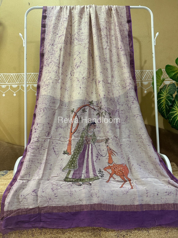 Maheshwari Handpainted Saree