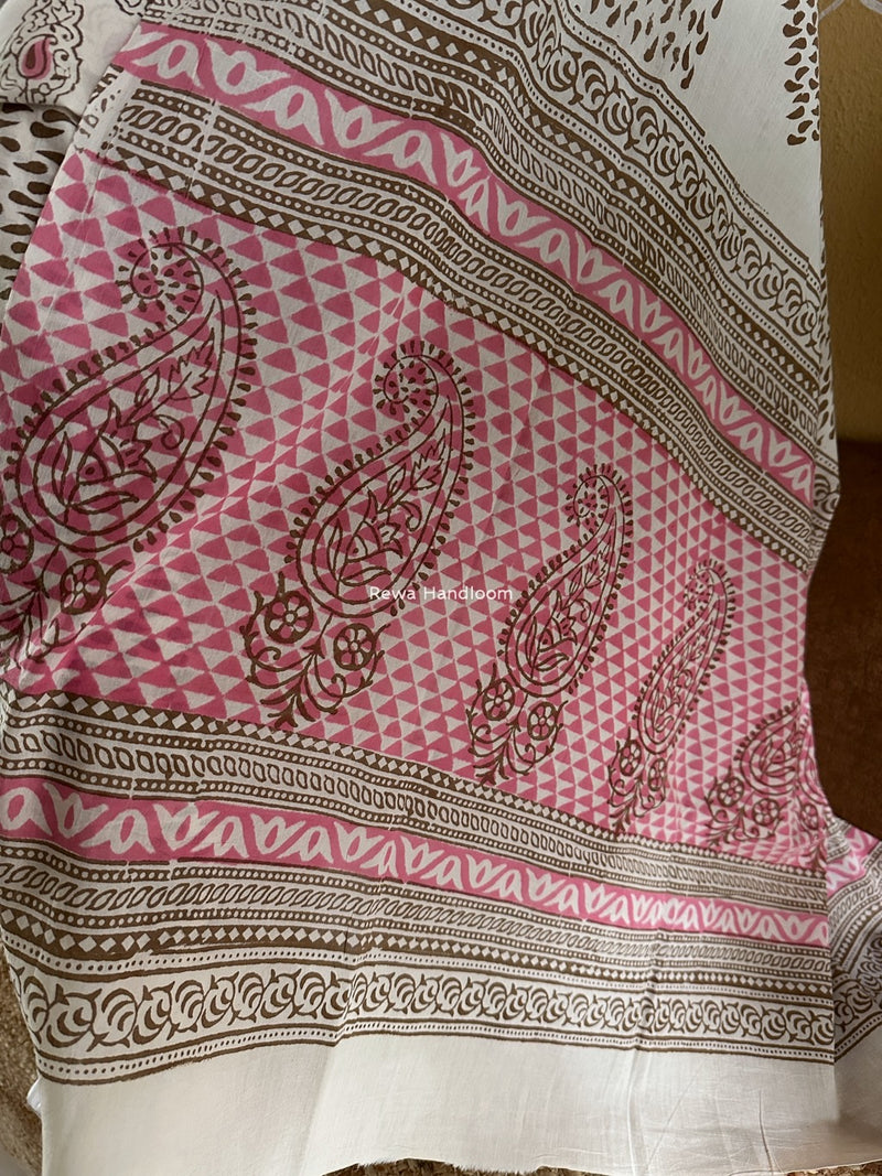 Pink-White Indigo Bagh Print Suit BCI046
