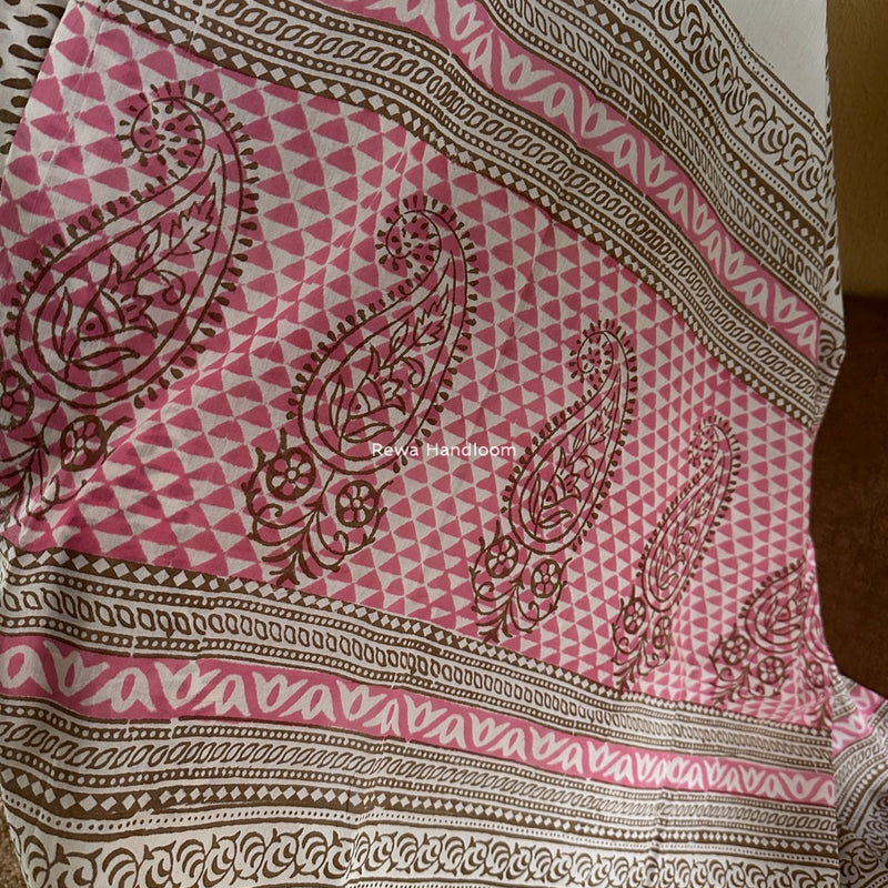Pink-White Indigo Bagh Print Suit BCI046