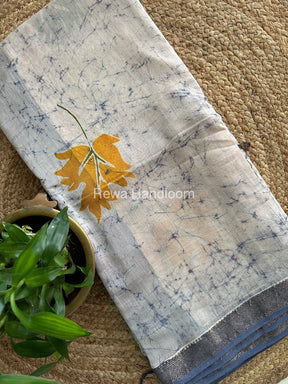 Maheshwari Grey Batik Indonesian Print Saree IBS059