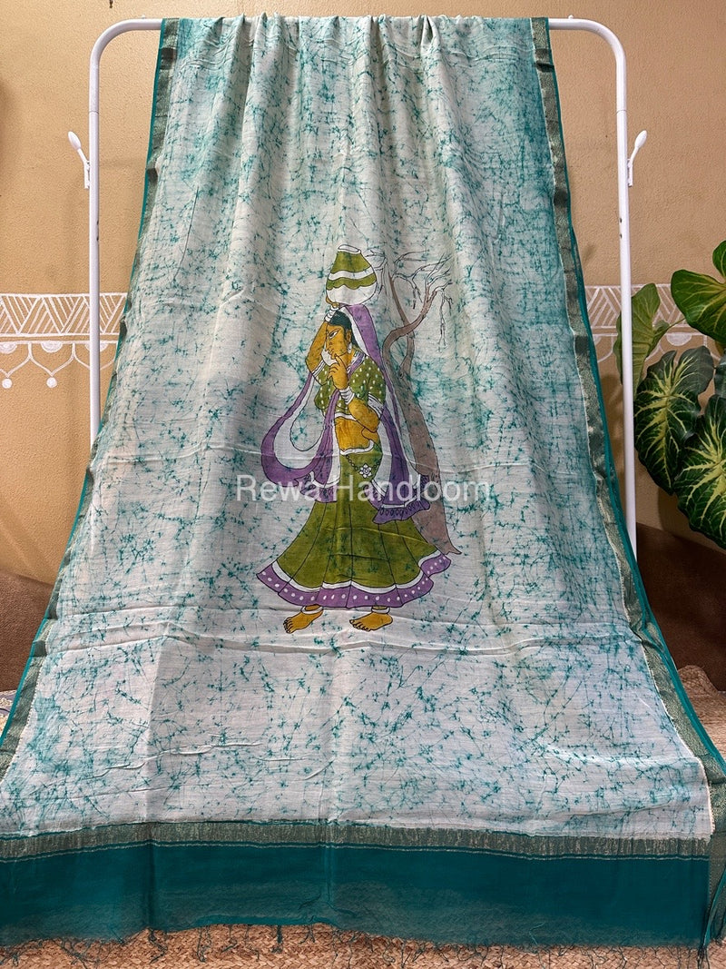 Maheshwari Batik Figure Handpainted Saree