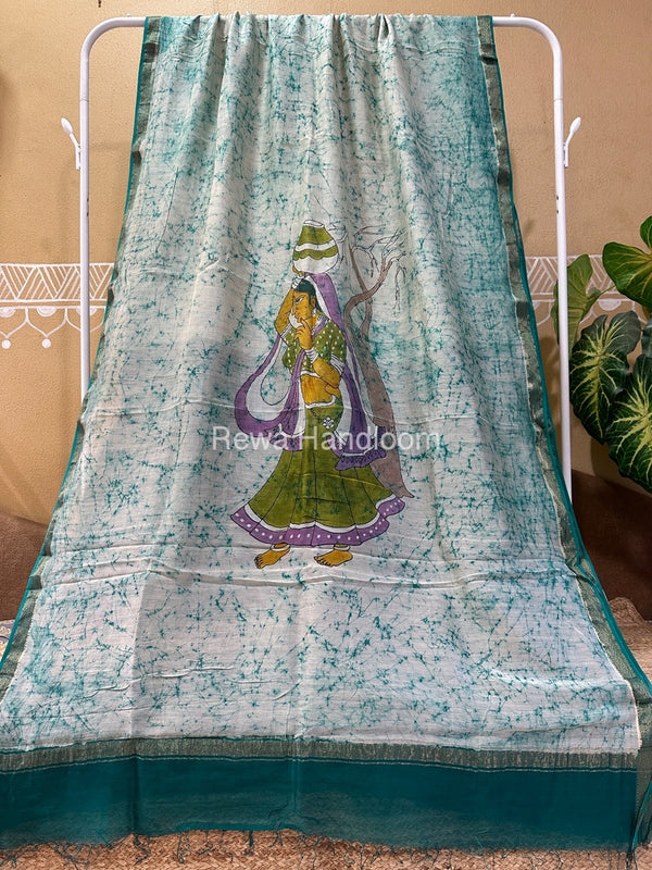 Maheshwari Batik Figure Handpainted Saree