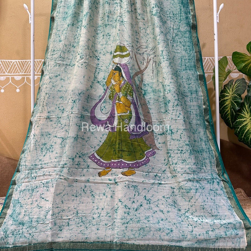 Maheshwari Batik Figure Handpainted Saree
