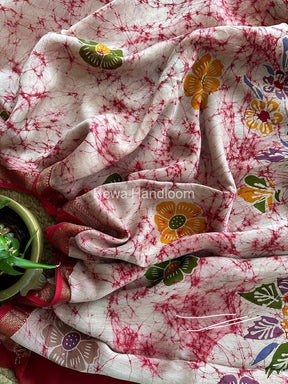 Maheshwari Pink Batik Indonesian Print Saree IBS058