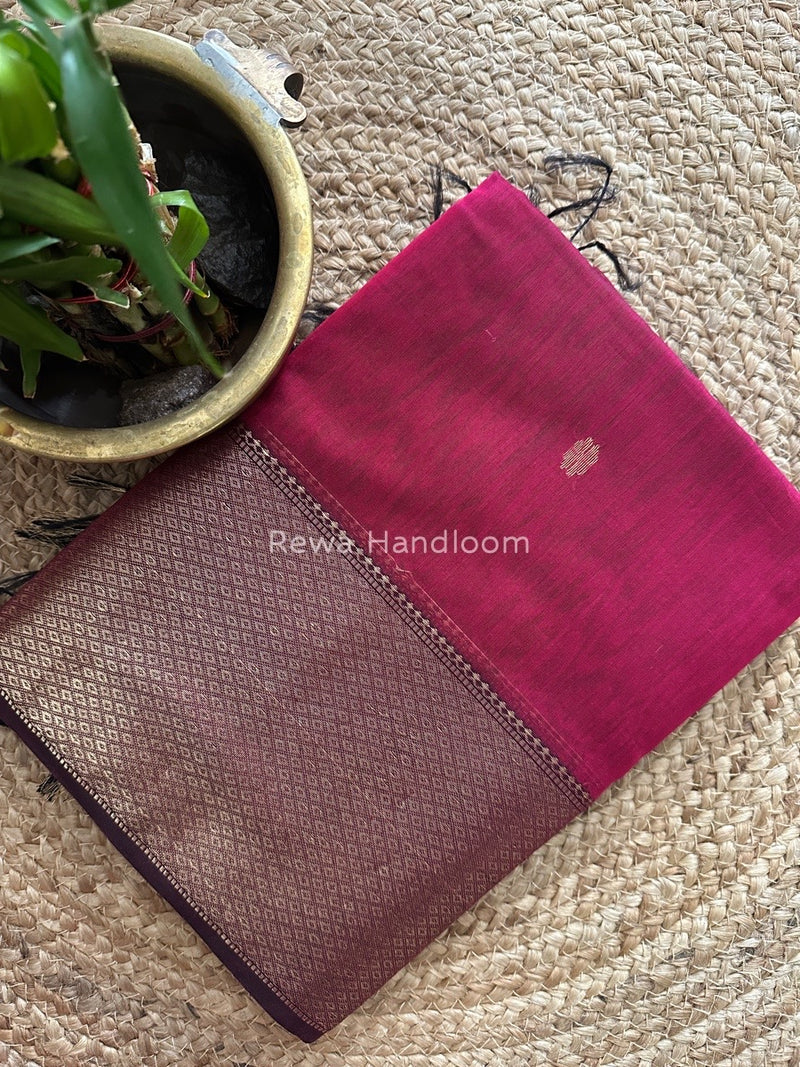 Maheshwari Magenta Zari Skirt Butti Saree ZSB069