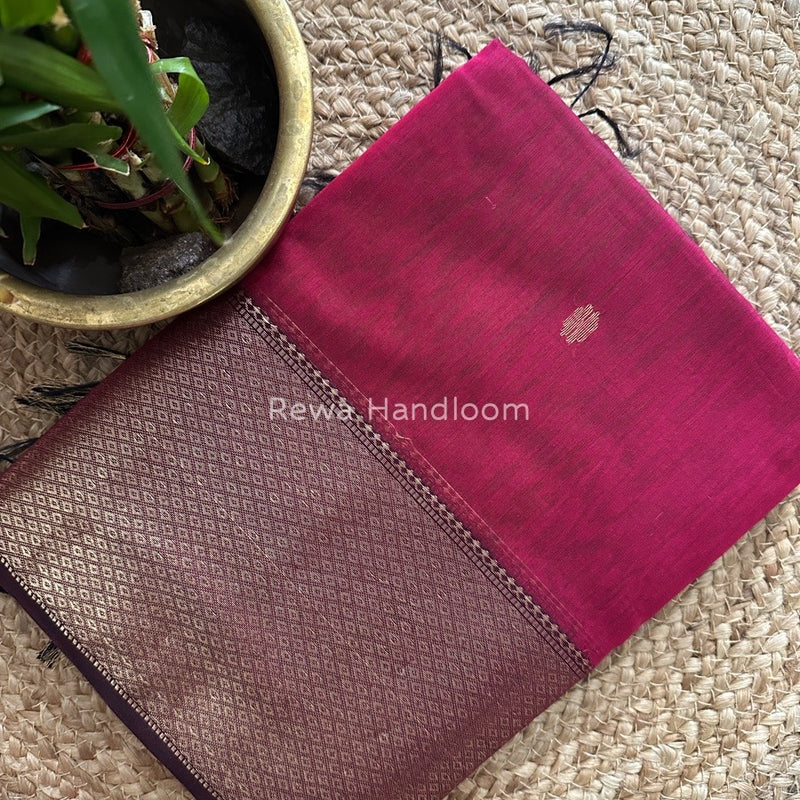 Maheshwari Magenta Zari Skirt Butti Saree ZSB069