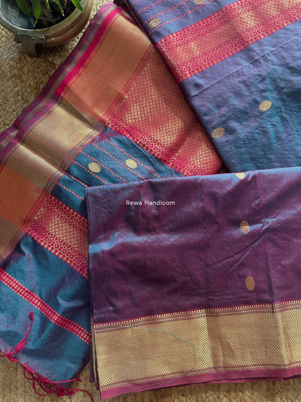 Maheshwari Rama Green  Pure Silk Saree PS061
